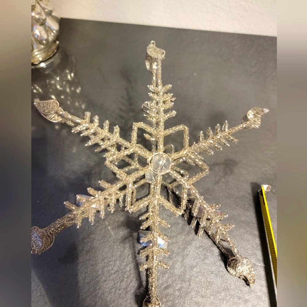 BRAND NEW 15in Crystal Beaded 3 Tea Light Hanging Snowflake